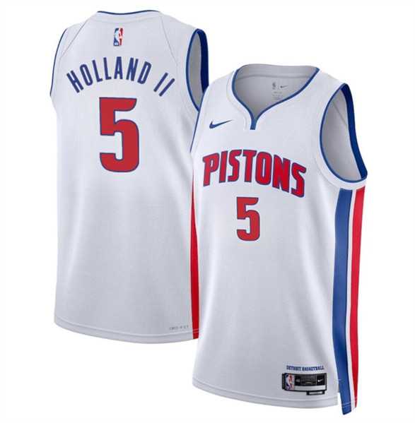 Men%27s Detroit Pistons #5 Ron Holland II White 2024 Draft Association Edition Stitched Jersey Dzhi->los angeles lakers->NBA Jersey
